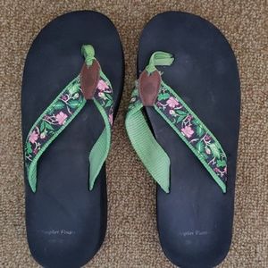 Douglas Paquette wedge flip flops